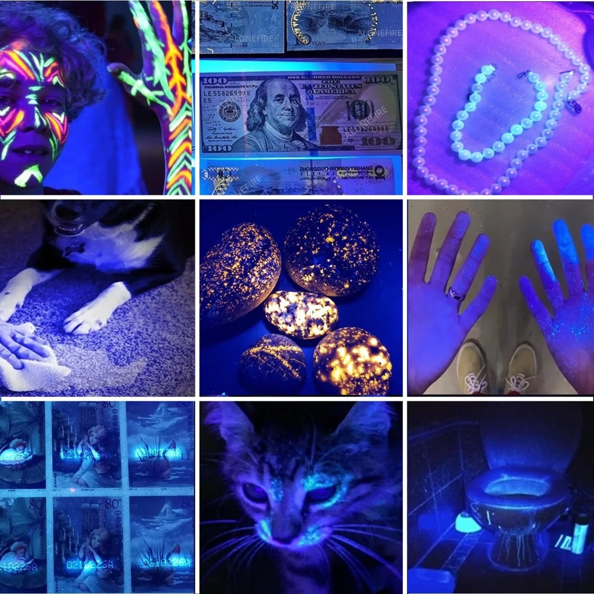 Lanterna UV ALONEFIRE SV87 – Deteta manchas e notas falsas Lanterna UV ALONEFIRE SV87 – Deteta manchas e notas falsas